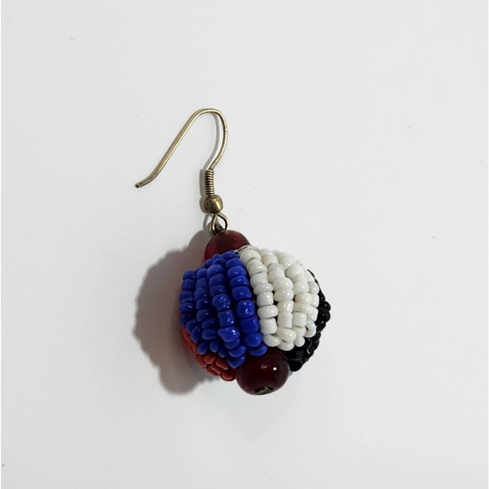 Striped Seed Bead Ball Multicolor Necklace and Earring Set - Picture 8 of 13